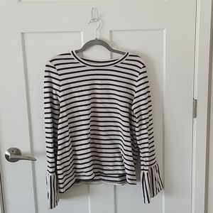 Striped long sleeve with ruffle cuff